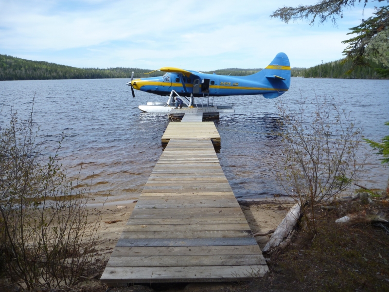 A float plane at the end of the dock at McCrea.